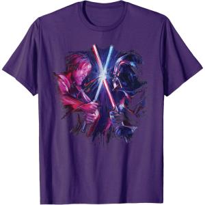 imageStar Wars ObiWan Kenobi Darth Vader Duel Painted TShirtPurple