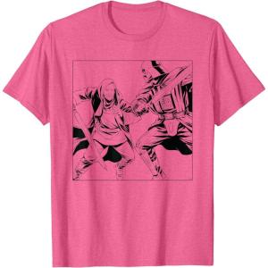 imageStar Wars ObiWan Kenobi vs Darth Vader Coloring Sketch TShirtPink Heather