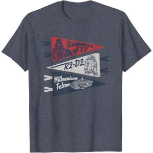 imageStar Wars Summer Of 77 Distressed Retro Vibes Big Chest Logo TShirtHeather Blue
