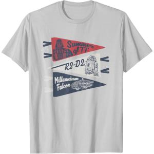 imageStar Wars Summer Of 77 Distressed Retro Vibes Big Chest Logo TShirtSilver Grey