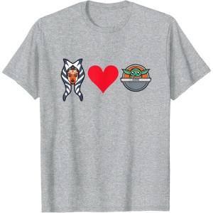 imageStar Wars The Mandalorian Ahsoka Tano Loves Grogu TShirtHeather Grey