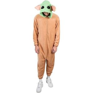 imageStar Wars The Mandalorian Baby Grogu Adult Hooded Kigurumi Union Suit Pajama Onesie with Ears