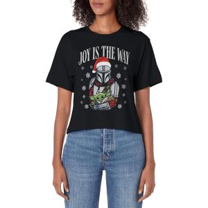 imageStar Wars The Mandalorian Christmas Joy Is The Way Vintage Womens Crop TopBlack