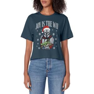 imageStar Wars The Mandalorian Christmas Joy Is The Way Vintage Womens Crop TopDark Blue