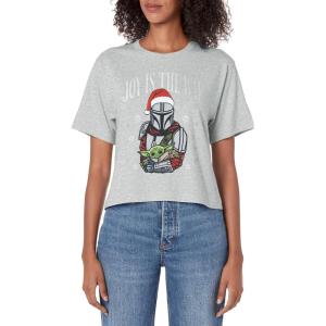 imageStar Wars The Mandalorian Christmas Joy Is The Way Vintage Womens Crop TopHeather Grey