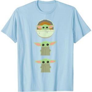 imageStar Wars The Mandalorian Grogu Trio Cartoon Poses TShirtBaby Blue