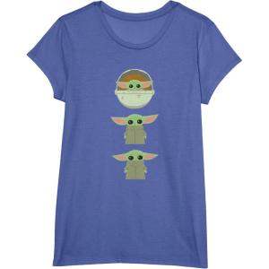 imageStar Wars The Mandalorian Grogu Trio Cartoon Poses TShirtBright Blue Heather