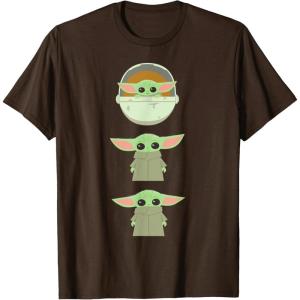 imageStar Wars The Mandalorian Grogu Trio Cartoon Poses TShirtBrown