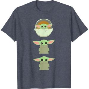 imageStar Wars The Mandalorian Grogu Trio Cartoon Poses TShirtHeather Blue