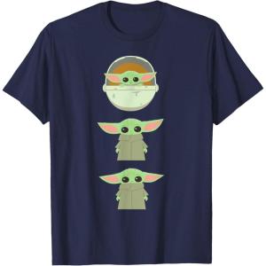 imageStar Wars The Mandalorian Grogu Trio Cartoon Poses TShirtNavy Blue