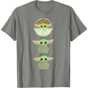 imageStar Wars The Mandalorian Grogu Trio Cartoon Poses TShirtOlive Heather