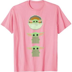 imageStar Wars The Mandalorian Grogu Trio Cartoon Poses TShirtPink