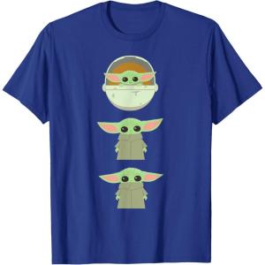 imageStar Wars The Mandalorian Grogu Trio Cartoon Poses TShirtRoyal Blue