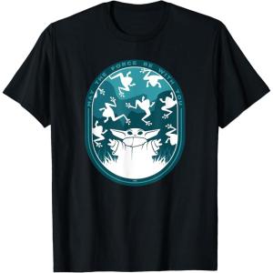 imageStar Wars The Mandalorian Grogu ampamp Frogs May the Force TShirtBlack