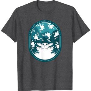 imageStar Wars The Mandalorian Grogu ampamp Frogs May the Force TShirtDark Heather Grey