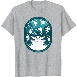 imageStar Wars The Mandalorian Grogu ampamp Frogs May the Force TShirtHeather Grey