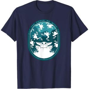 imageStar Wars The Mandalorian Grogu ampamp Frogs May the Force TShirtNavy Blue