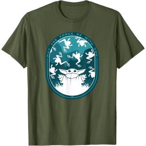 imageStar Wars The Mandalorian Grogu ampamp Frogs May the Force TShirtOlive Green