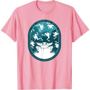 imageStar Wars The Mandalorian Grogu ampamp Frogs May the Force TShirtPink