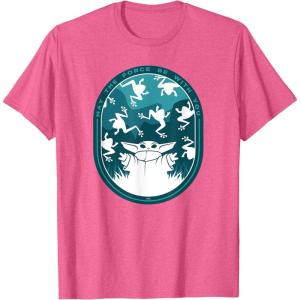 imageStar Wars The Mandalorian Grogu ampamp Frogs May the Force TShirtPink Heather