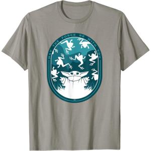 imageStar Wars The Mandalorian Grogu ampamp Frogs May the Force TShirtSlate Grey