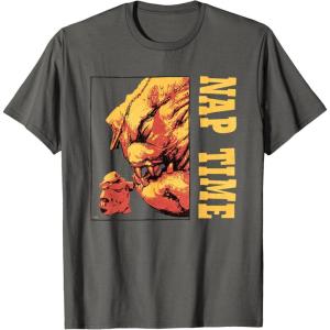 imageStar Wars The Mandalorian Grogu ampamp Rancor Nap Time TShirtAsphalt Grey