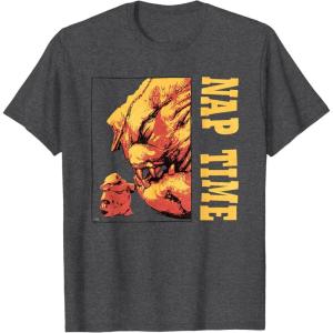 imageStar Wars The Mandalorian Grogu ampamp Rancor Nap Time TShirtDark Heather Grey