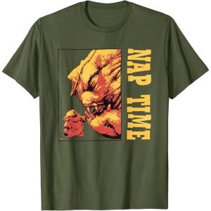 imageStar Wars The Mandalorian Grogu ampamp Rancor Nap Time TShirtOlive Green
