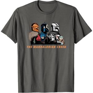 imageStar Wars The Mandalorian Season 3 Mandalorian Creed Grogu TShirtAsphalt Grey