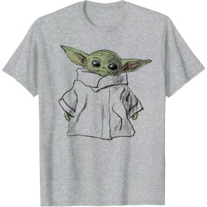 imageStar Wars The Mandalorian The Child Illustration TShirtHeather Grey