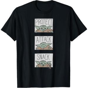 imageStar Wars The Mandalorian The Child Protect Attack Snack TShirtBlack