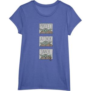 imageStar Wars The Mandalorian The Child Protect Attack Snack TShirtBright Blue Heather