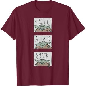 imageStar Wars The Mandalorian The Child Protect Attack Snack TShirtBurgundy