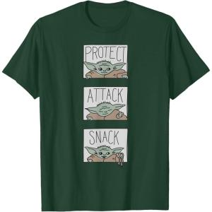 imageStar Wars The Mandalorian The Child Protect Attack Snack TShirtDark Green