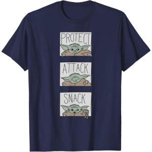 imageStar Wars The Mandalorian The Child Protect Attack Snack TShirtNavy Blue