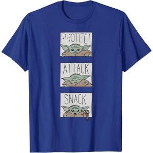 imageStar Wars The Mandalorian The Child Protect Attack Snack TShirtRoyal Blue