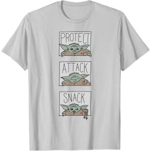 imageStar Wars The Mandalorian The Child Protect Attack Snack TShirtSilver Grey