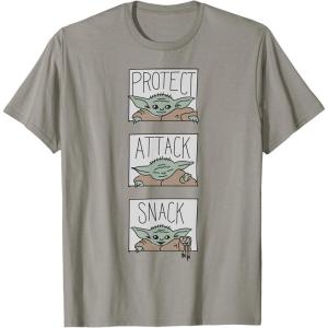 imageStar Wars The Mandalorian The Child Protect Attack Snack TShirtSlate Grey