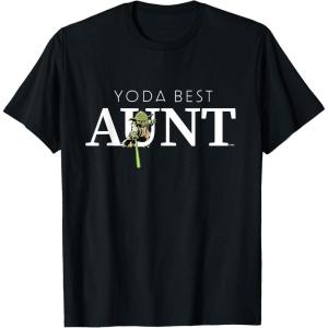 imageStar Wars Yoda Best Aunt Lightsaber Gift for Family TShirtBlack