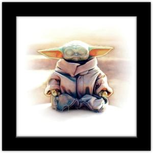 imageTrends International Gallery Pops Star Wars The Mandalorian  Grogu  Meditation Wall Art Wall Poster 12quot x 12quot Black Framed VersionBlack Framed Version