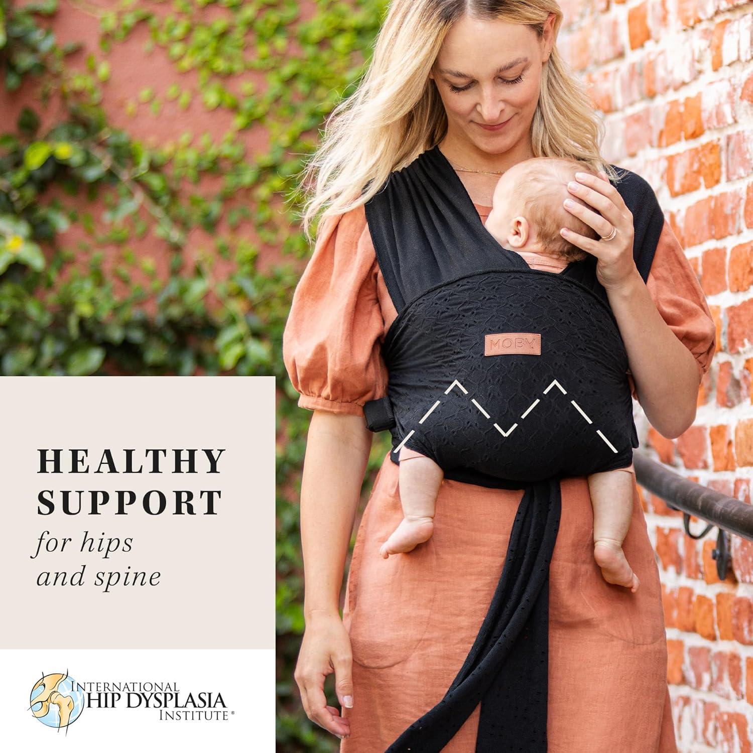 imageMoby Baby Wrap Carrier EasyWrap for Newborns to Toddlers 833lbs Infant Sling Carrier Lightweight ampamp Hands Free Design Adjustable for All Body Types Disney Star Wars Grogus GalaxyBlack Eyelet