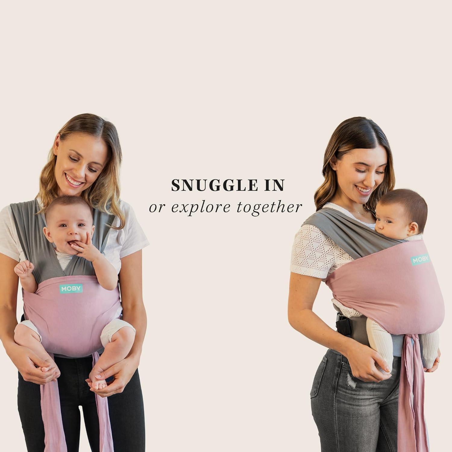 imageMoby Baby Wrap Carrier EasyWrap for Newborns to Toddlers 833lbs Infant Sling Carrier Lightweight ampamp Hands Free Design Adjustable for All Body Types Disney Star Wars Grogus GalaxyCharcoal  Dusty Rose