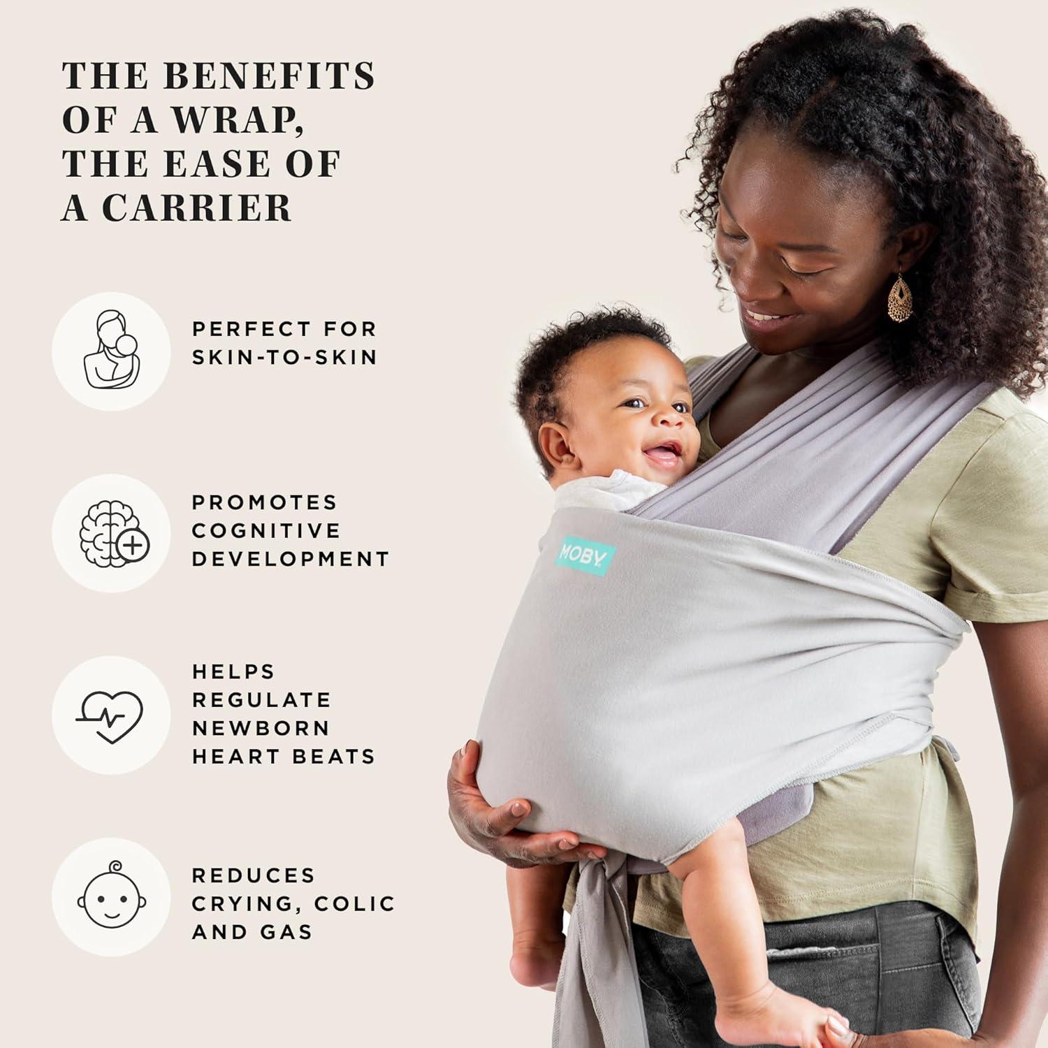 imageMoby Baby Wrap Carrier EasyWrap for Newborns to Toddlers 833lbs Infant Sling Carrier Lightweight ampamp Hands Free Design Adjustable for All Body Types Disney Star Wars Grogus GalaxySmoked Pearl