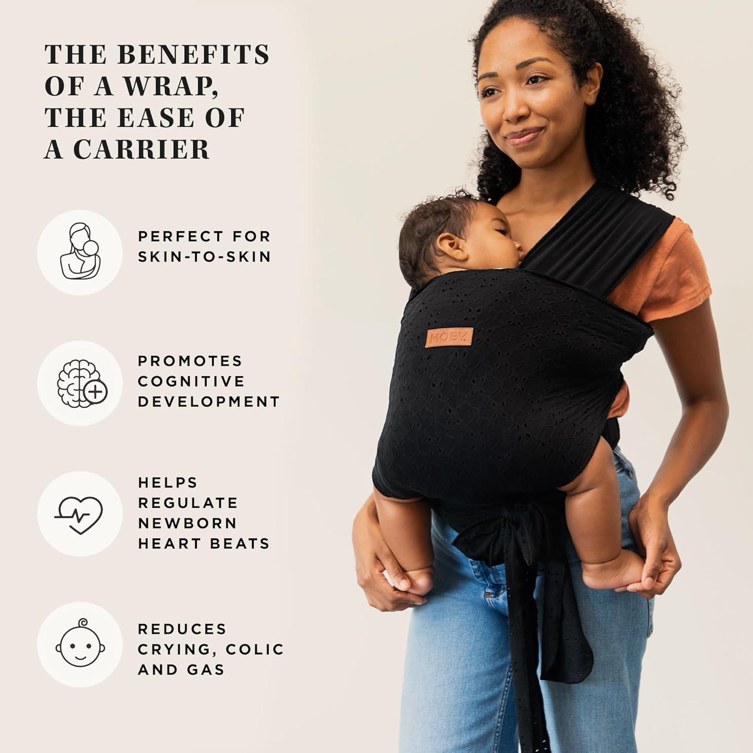 imageMoby Baby Wrap Carrier EasyWrap for Newborns to Toddlers 833lbs Infant Sling Carrier Lightweight ampamp Hands Free Design Adjustable for All Body Types Disney Star Wars Grogus GalaxyBlack Eyelet