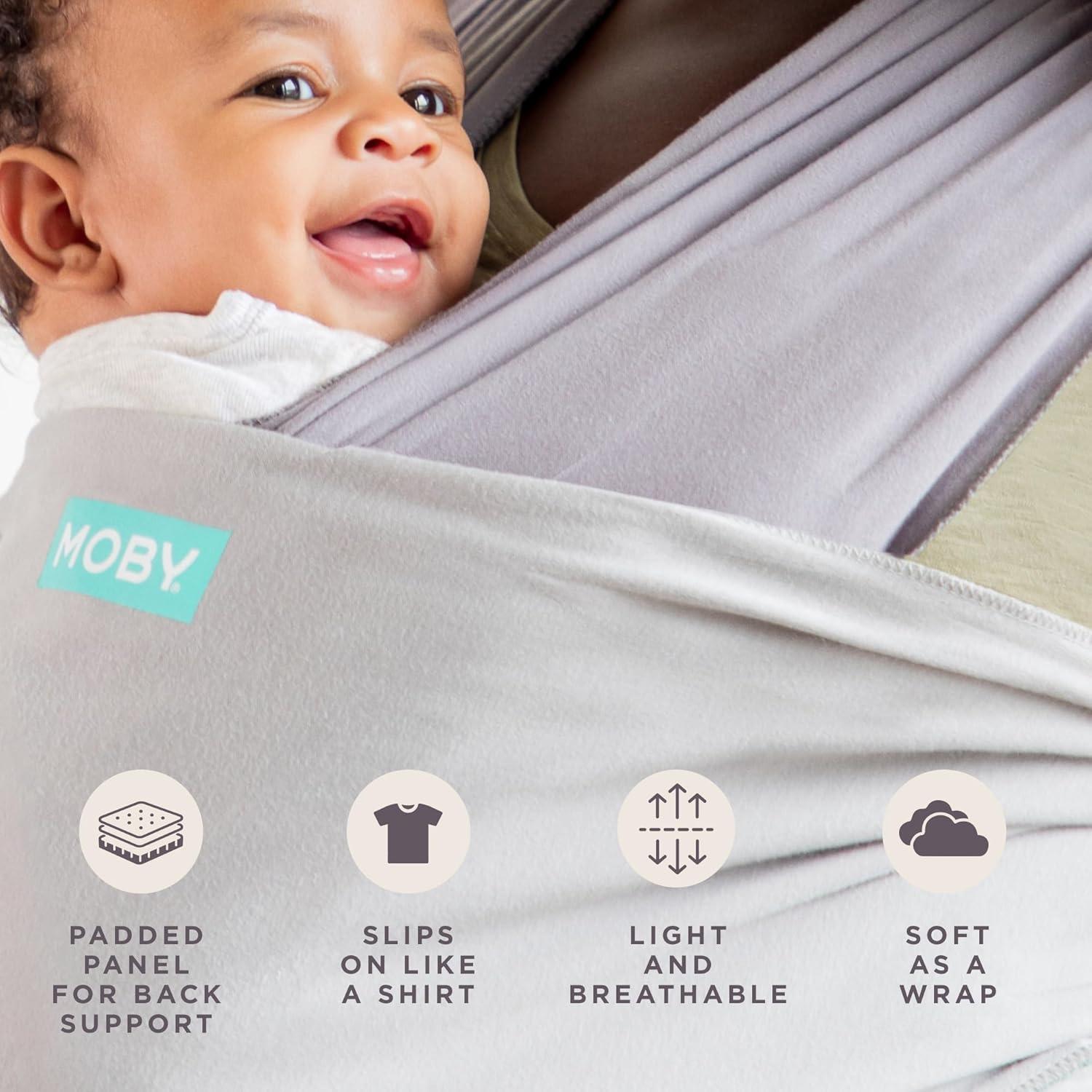imageMoby Baby Wrap Carrier EasyWrap for Newborns to Toddlers 833lbs Infant Sling Carrier Lightweight ampamp Hands Free Design Adjustable for All Body Types Disney Star Wars Grogus GalaxySmoked Pearl