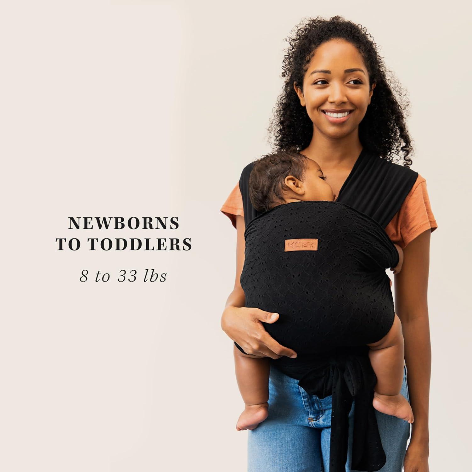 imageMoby Baby Wrap Carrier EasyWrap for Newborns to Toddlers 833lbs Infant Sling Carrier Lightweight ampamp Hands Free Design Adjustable for All Body Types Disney Star Wars Grogus GalaxyBlack Eyelet