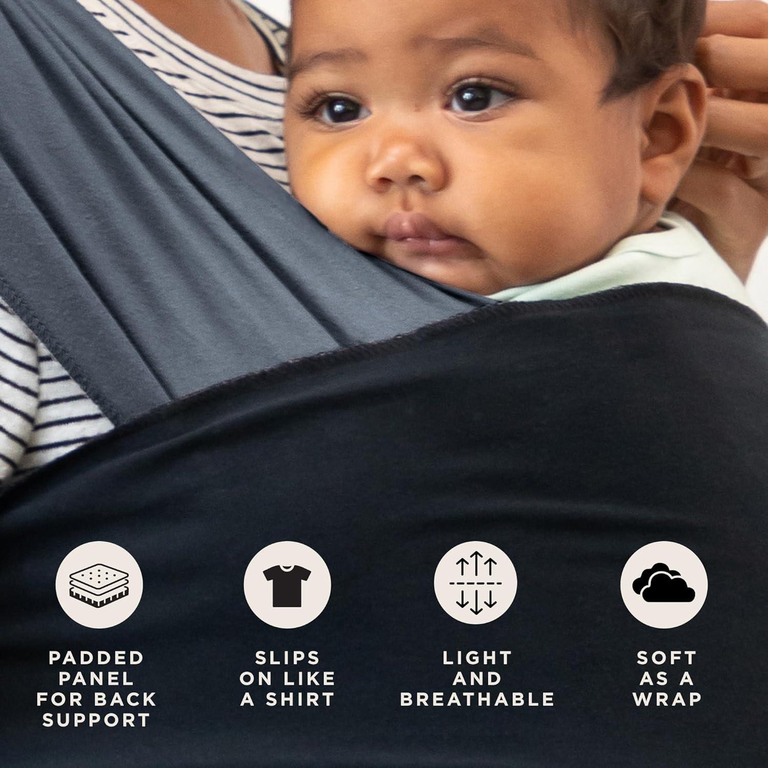 imageMoby Baby Wrap Carrier EasyWrap for Newborns to Toddlers 833lbs Infant Sling Carrier Lightweight ampamp Hands Free Design Adjustable for All Body Types Disney Star Wars Grogus GalaxyCharcoal