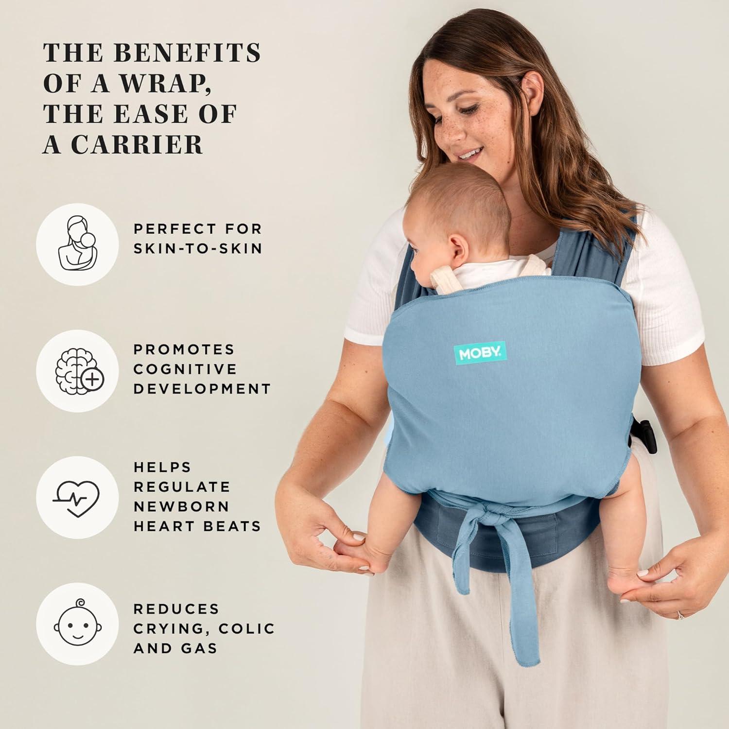 imageMoby Baby Wrap Carrier EasyWrap for Newborns to Toddlers 833lbs Infant Sling Carrier Lightweight ampamp Hands Free Design Adjustable for All Body Types Disney Star Wars Grogus GalaxySea Spray Blue