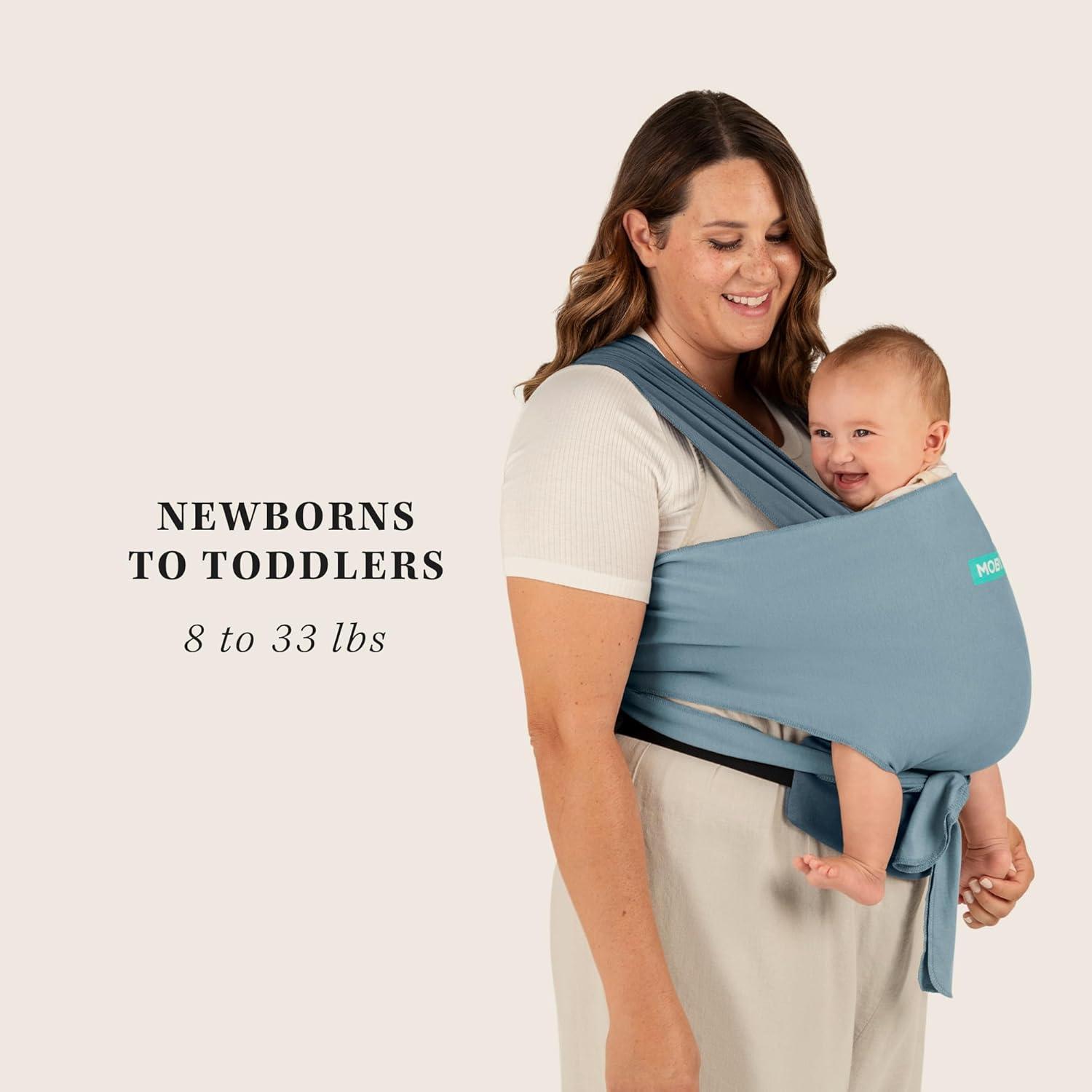 imageMoby Baby Wrap Carrier EasyWrap for Newborns to Toddlers 833lbs Infant Sling Carrier Lightweight ampamp Hands Free Design Adjustable for All Body Types Disney Star Wars Grogus GalaxySea Spray Blue