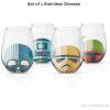 imageJoyJolt Star Wars Cosmic Color Stemless Drinking Glasses 19oz Glass Cups ft Darth Vader Stormtrooper Boba Fett R2D2  Star Wars Kitchen Glasses Set of 4 Gifts for Men Women ampamp AdultsStar Wars Helmet Hues